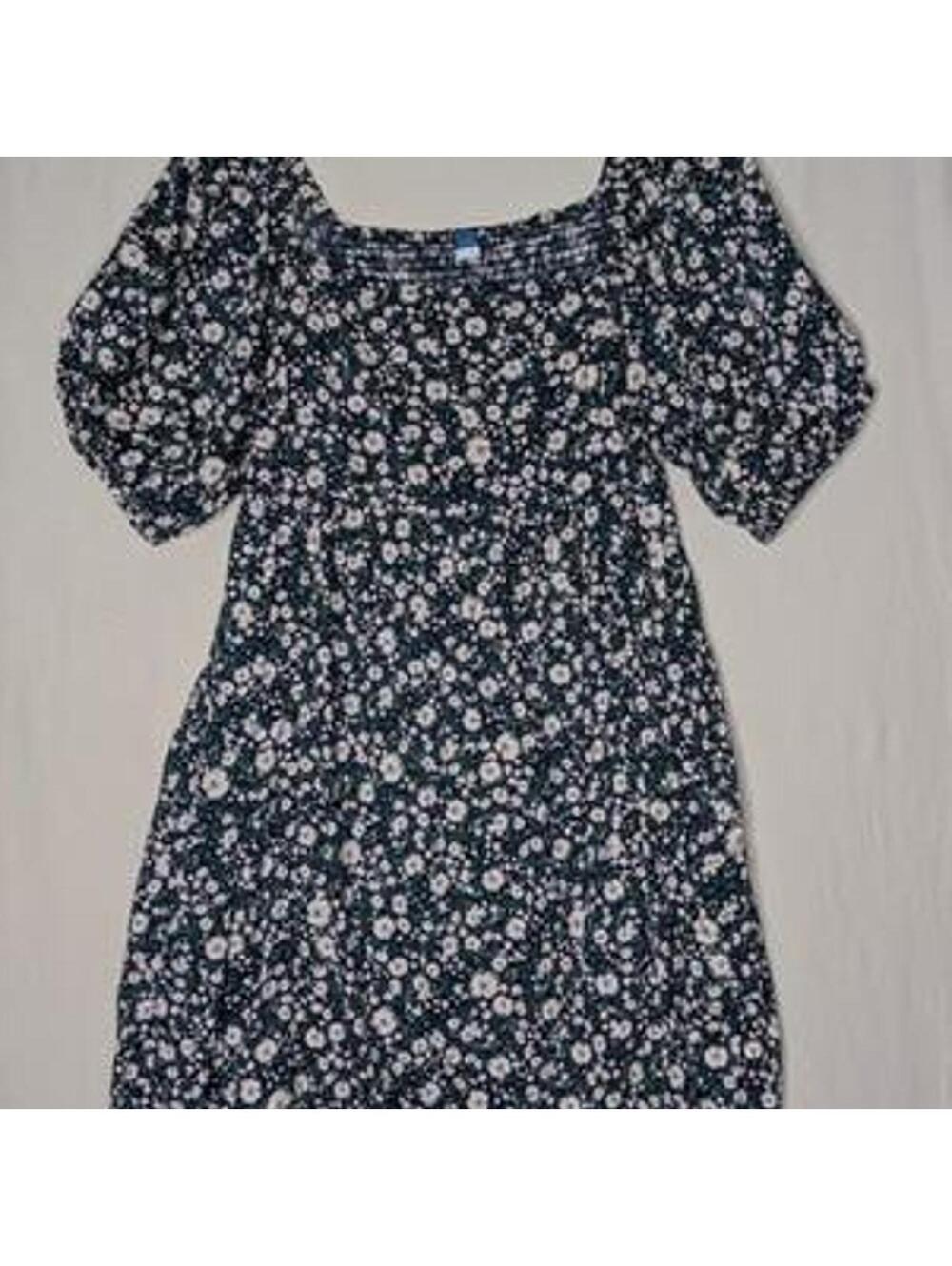 Old‎ Navy Navy Blue Floral Puff Sleeve Dress Petite Large